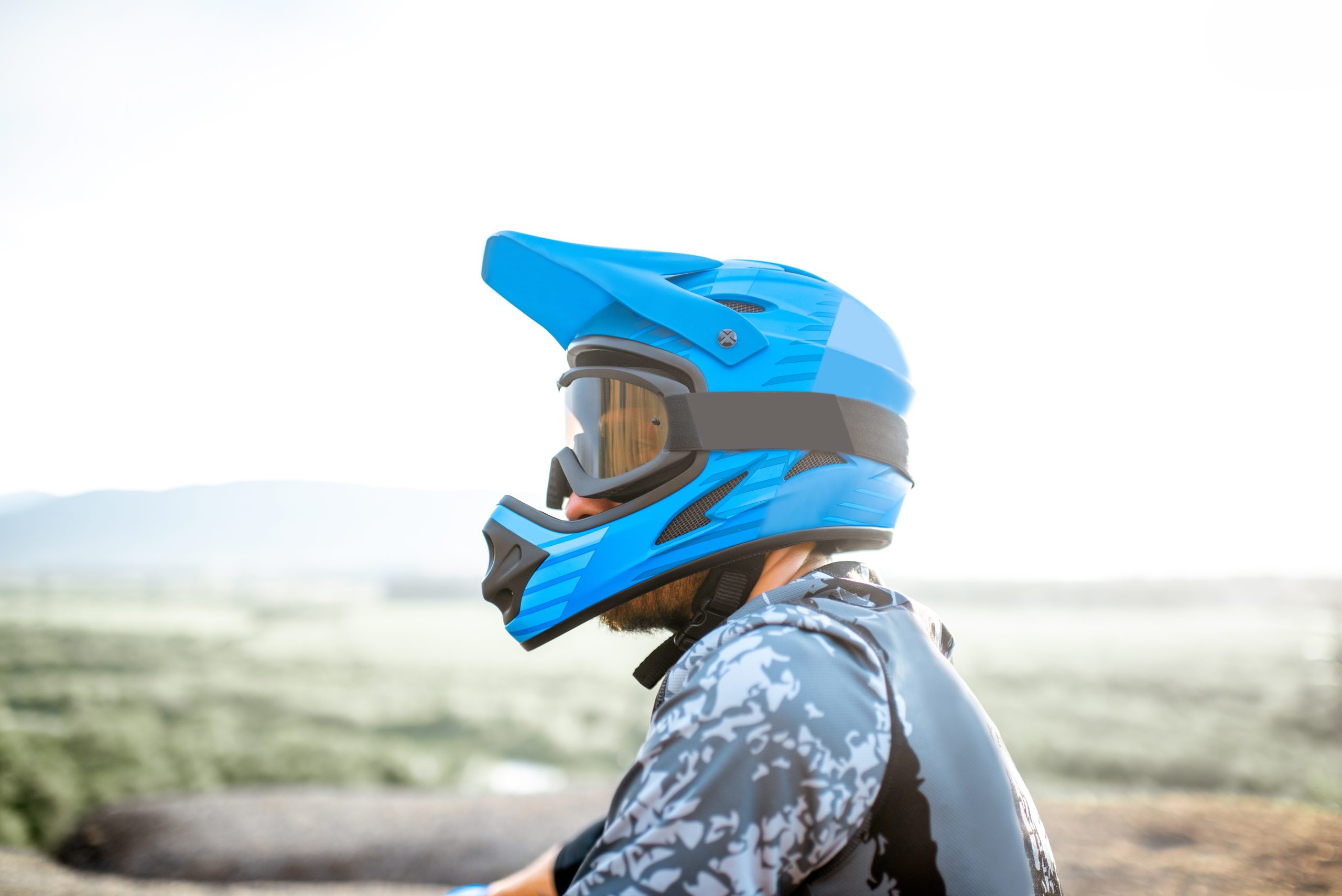 enduro driver wearing motorcycle helmets
