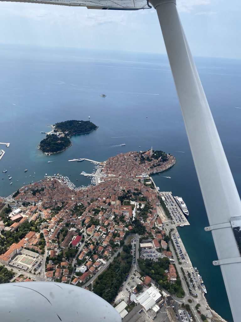 sightseeing Istria from a plan panoramic flight after enduro tour