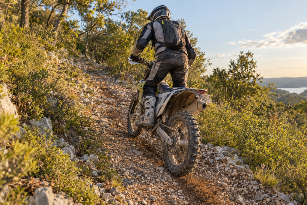 nduro motorcycle finding traction on a loose uphill trail enduro clutch control Kupplungstechnik beim Enduro